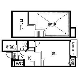 Creo庄内通弐番館 2階1Kの間取り