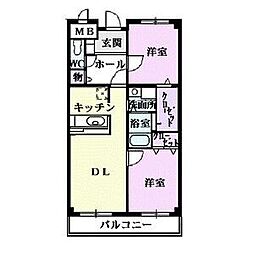 M・Kマンション 2階2LDKの間取り