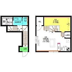 ラフェスタ志賀本通 2階ワンルームの間取り