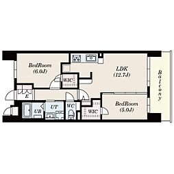 S-RESIDENCE茶屋ヶ坂East 9階2LDKの間取り