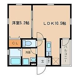LUCE 3階1LDKの間取り