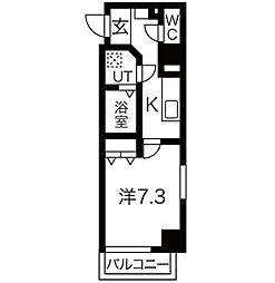エストゥルースプラスノース名古屋 8階1Kの間取り