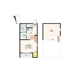 Ellery Moriyama 2階1Kの間取り