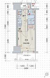 プレサンス新栄リミックス 8階1Kの間取り