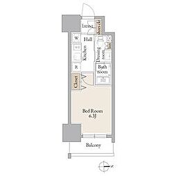 名古屋市営鶴舞線 庄内通駅 徒歩1分の賃貸マンション 7階1Kの間取り