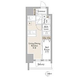 名古屋市営鶴舞線 庄内通駅 徒歩1分の賃貸マンション 11階1LDKの間取り