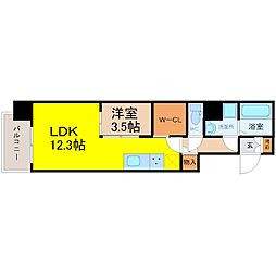 スリーアイランドタワー久屋大通 8階1LDKの間取り