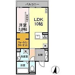 JR中央本線 勝川駅 徒歩3分の賃貸アパート 2階1LDKの間取り