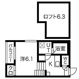 ハーモニーテラス生駒町II 1階1Kの間取り