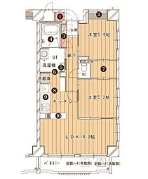 サンマリアージュ 3階2LDKの間取り