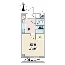 名古屋市営鶴舞線 上小田井駅 徒歩11分の賃貸マンション 5階1Kの間取り