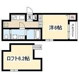 Villetta辻町 2階1Kの間取り