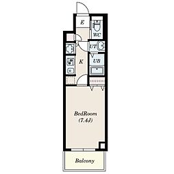 S-RESIDENCE葵II 4階1Kの間取り