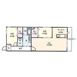 名古屋市営桜通線 高岳駅 徒歩8分の賃貸アパート 3階2LDKの間取り
