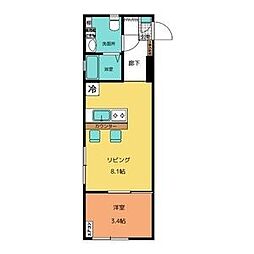 JR中央本線 大曽根駅 徒歩15分の賃貸マンション 2階1LDKの間取り