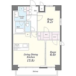 プラチナム 9階2LDKの間取り
