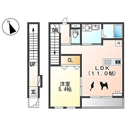 ヴァルム 2階1LDKの間取り