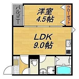 LECOCON守山V 2階1LDKの間取り