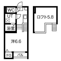 stage 黒門町 1階1Kの間取り