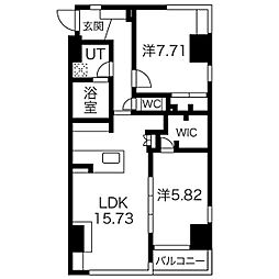 名古屋市営桜通線 丸の内駅 徒歩6分の賃貸マンション 2階2LDKの間取り