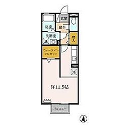 ラ　フォーレ幸心　A 2階1Kの間取り