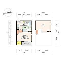 ロフトレジデンス新守山 2階1Kの間取り