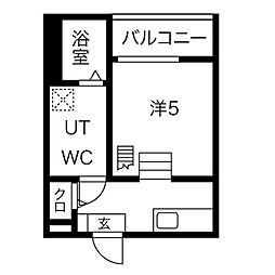 ラクーチェ 2階1Kの間取り