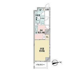名古屋市営東山線 新栄町駅 徒歩2分の賃貸マンション 5階1DKの間取り
