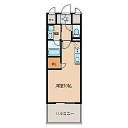 GRAND ESPOIR IZUMI 4階ワンルームの間取り