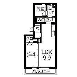 ヒールコートII 3階1LDKの間取り