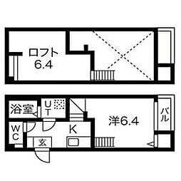 JR中央本線 新守山駅 徒歩5分の賃貸アパート 2階1Kの間取り