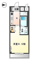 ラ・プラース古出来 3階1Kの間取り