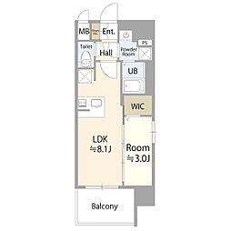 エスリード葵 広小路通 11階1LDKの間取り