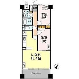 Riviera M’s 3階2LDKの間取り