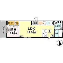 名古屋市営名城線 砂田橋駅 徒歩3分の賃貸アパート 2階1LDKの間取り