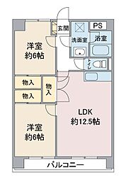 ガイドウェイバス志段味線 小幡緑地駅 徒歩22分の賃貸マンション 3階2LDKの間取り