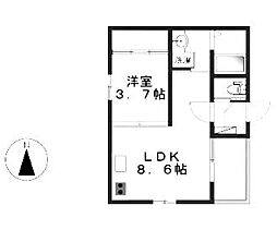 名古屋市営鶴舞線 庄内緑地公園駅 徒歩7分の賃貸アパート 2階1LDKの間取り