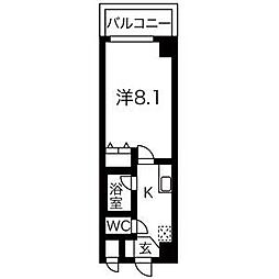 ヒルズ新栄3号館 2階1Kの間取り