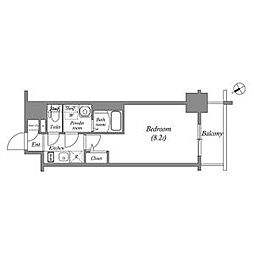 エスリード新栄プライム 5階1Kの間取り