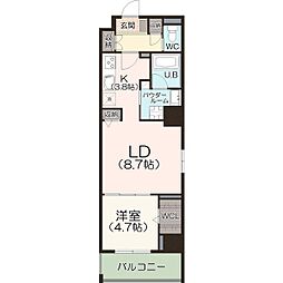 PoliCuadro Tower I 9階1LDKの間取り