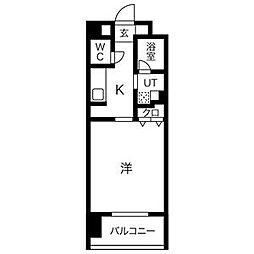 花の木ライズ 3階1Kの間取り
