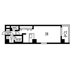 名古屋市営鶴舞線 浅間町駅 徒歩3分の賃貸マンション 4階ワンルームの間取り