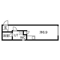 Pre cher 浄心 1階ワンルームの間取り