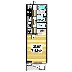 belle ville Hiranaka 2階1Kの間取り