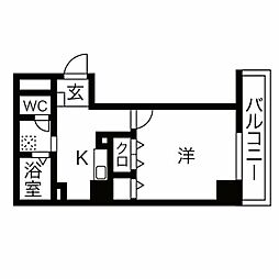 名古屋市営名城線 大曽根駅 徒歩13分の賃貸マンション 3階1Kの間取り