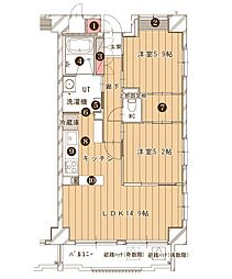 名古屋市営名城線 平安通駅 徒歩8分の賃貸マンション 1階2LDKの間取り