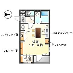 トウリ ルームズ徳川東 ワンルームの間取図画像