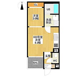 REGALESTこまどめ 1LDKの間取図画像