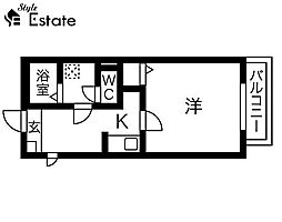 Gallery庄内通 1Kの間取図画像
