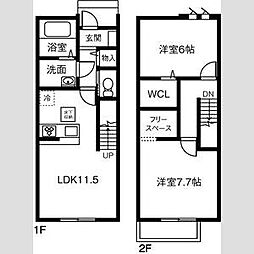 アーバン・ヒルズみやね台 2LDKの間取図画像